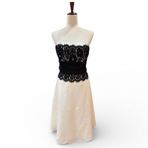 WHITE HOUSE BLACK MARKET - WHBM Strapless Ivory and Black Lace Dress Size 12